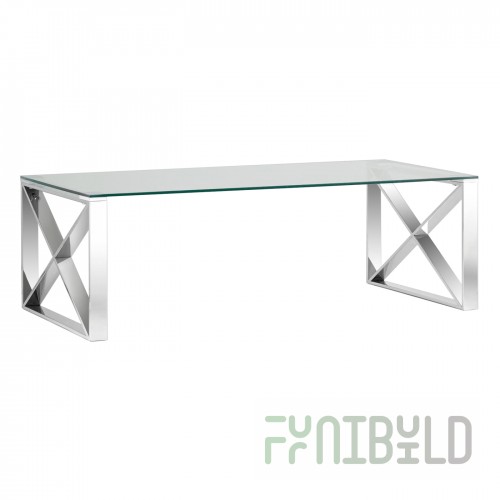 Coffee table 120*60 Cross silver