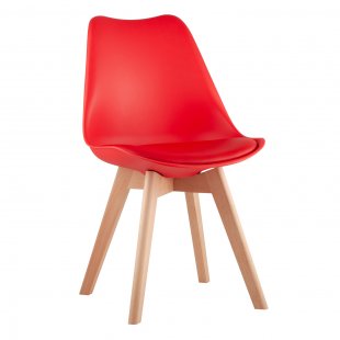 Chair FRANKFURT, red, wooden legs