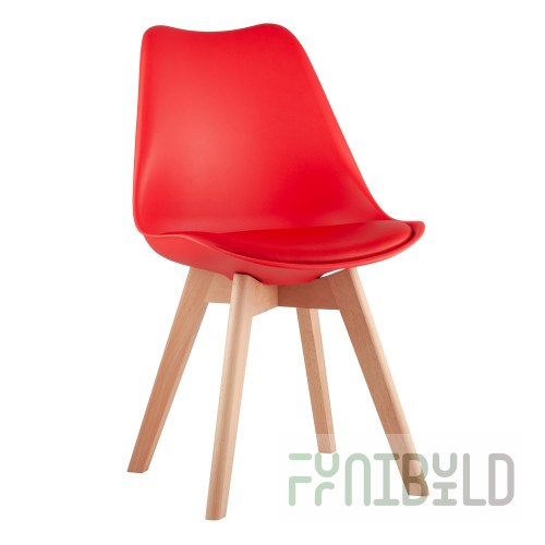 Chair FRANKFURT, red, wooden legs