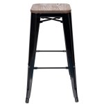 Tolix Wood Bar Stool Black Glossy