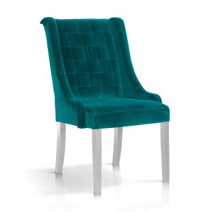 Chair Prince velvet, turquoise, white legs, BL68