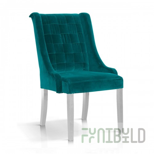 Chair Prince velvet, turquoise, white legs, BL68