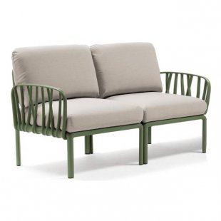 Plastic sofa with cushions Komodo 2, frame color agave, upholstery panama