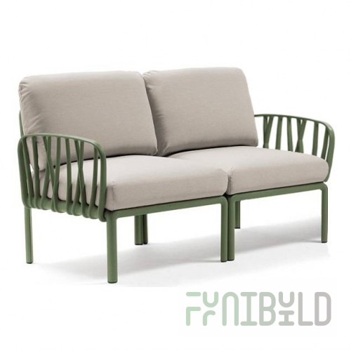 Plastic sofa with cushions Komodo 2, frame color agave, upholstery panama