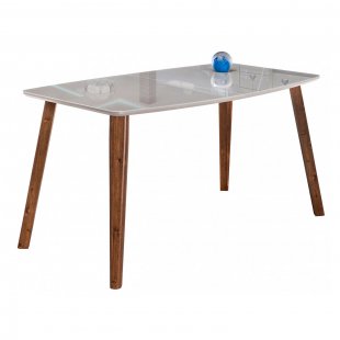 Glass table Cersei gray/ walnut country