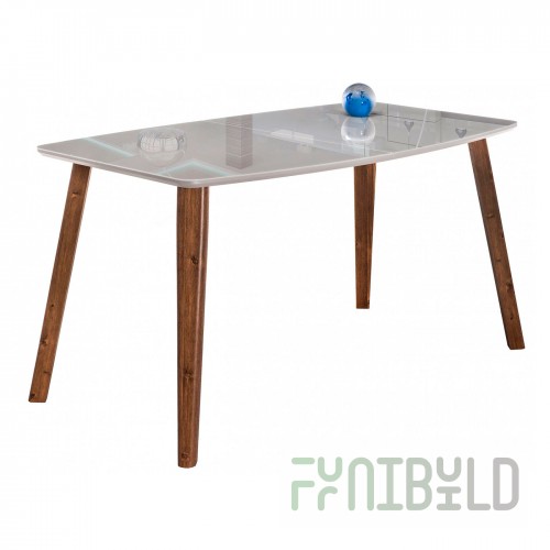 Glass table Cersei gray/ walnut country