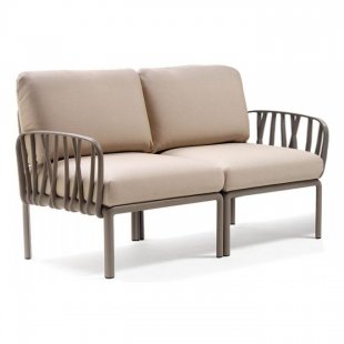 Plastic sofa with cushions Komodo 2, frame color tortora, upholstery beige