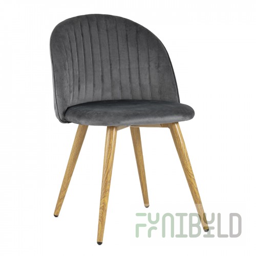 Chair Lyon Stripes velour grey
