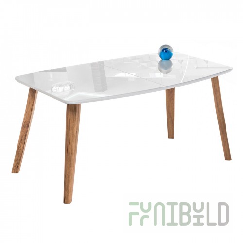 Glass table Cersei white / oak montana