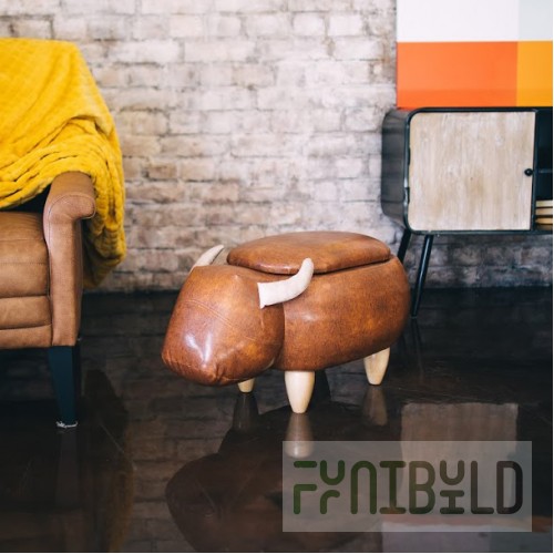 Pouf Bychok, brown, with a box and a lid