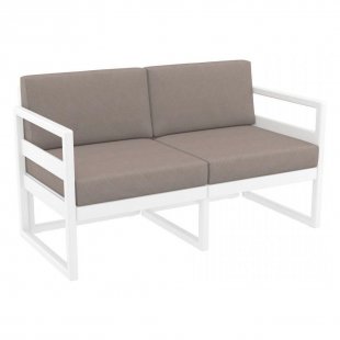 Plastic sofa with cushions Mykonos white/light brown