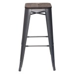 Tolix Wood Bar Stool Silver Matte