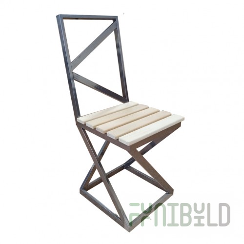 Loft chair, chrome frame, wood