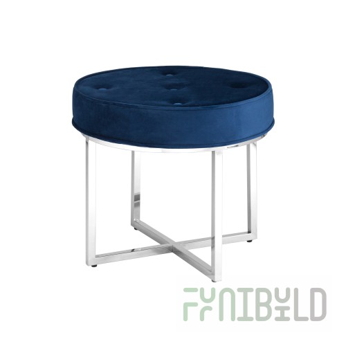 Sapphire bench, blue velvet, silver