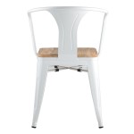 Tolix chair with armrests white glossy + light wood