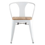 Tolix chair with armrests white glossy + light wood