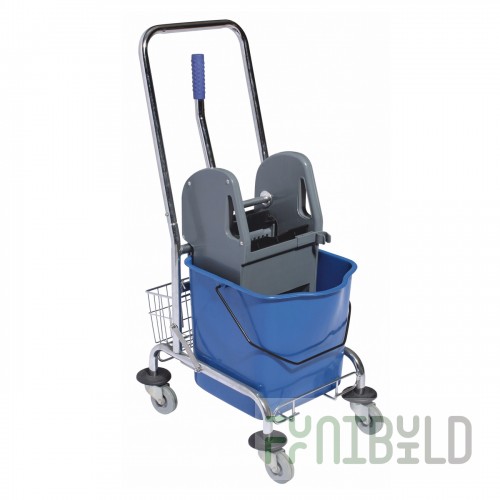 Single-bucket trolley 1x25l, with wringer, handle and net on chromed frame, TU-9.2