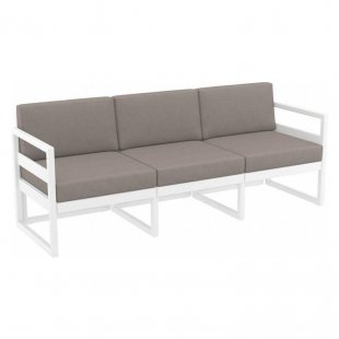 Plastic sofa with cushions Mykonos XL, white/light brown