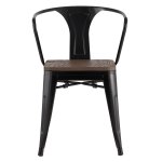 Tolix chair with armrests Black glossy + dark wood