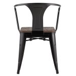 Tolix chair with armrests Black glossy + dark wood
