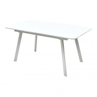 Table Aruba 160 white glossy glass