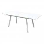 Table Aruba 160 white glossy glass