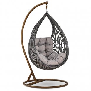 Hanging chair Puklice gray made of artificial rattan