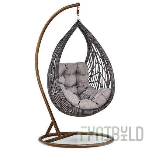 Hanging chair Puklice gray made of artificial rattan