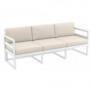 Plastic sofa with cushions Mykonos XL, white/beige