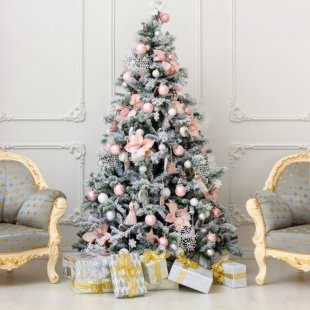Designer Christmas tree decorated with Light Pink