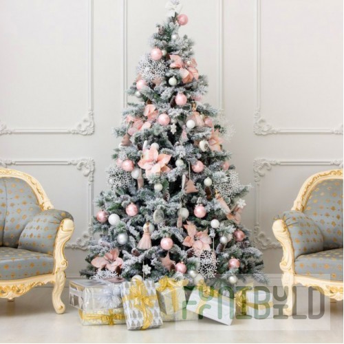 Designer Christmas tree decorated with Light Pink