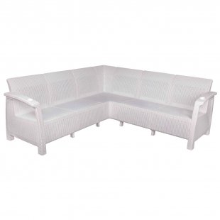 Rattan corner sofa Aguirre, white
