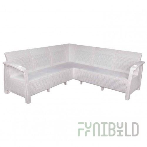 Rattan corner sofa Aguirre, white