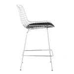 Low back stool Bertoia chrome plated with black cushion