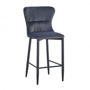 Half-bar stool Lillian, grey velvet