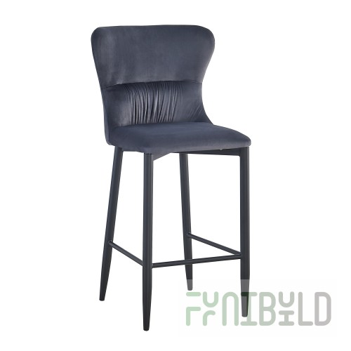 Half-bar stool Lillian, grey velvet