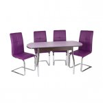 Milton table + 6 Leon chairs purple