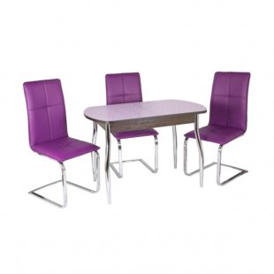Milton table + 6 Leon chairs purple