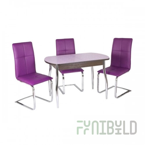 Milton table + 6 Leon chairs purple