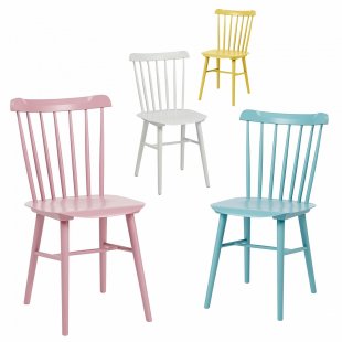 Tucker set, 4 chairs pink, blue, white, yellow