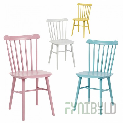 Tucker set, 4 chairs pink, blue, white, yellow