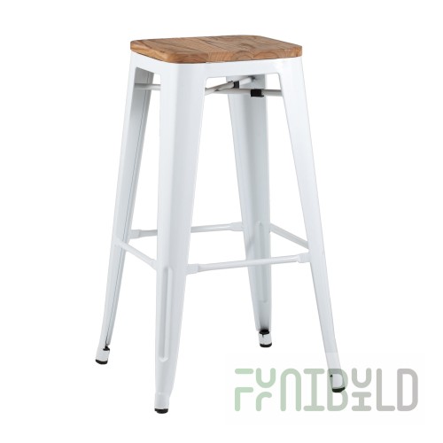 Bar stool Tolix Wood white glossy