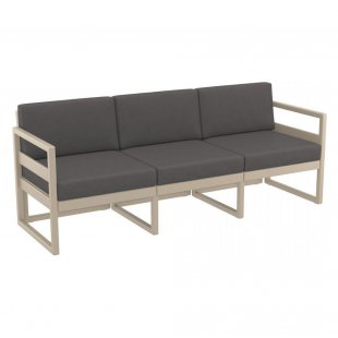 Plastic sofa with cushions Mykonos XL, beige/dark gray