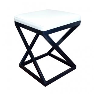 Stool Loft, black frame, white eco-leather