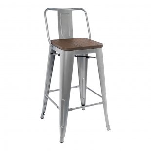 Tolix Wood semi-bar chair silver