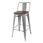 Tolix Wood semi-bar chair silver