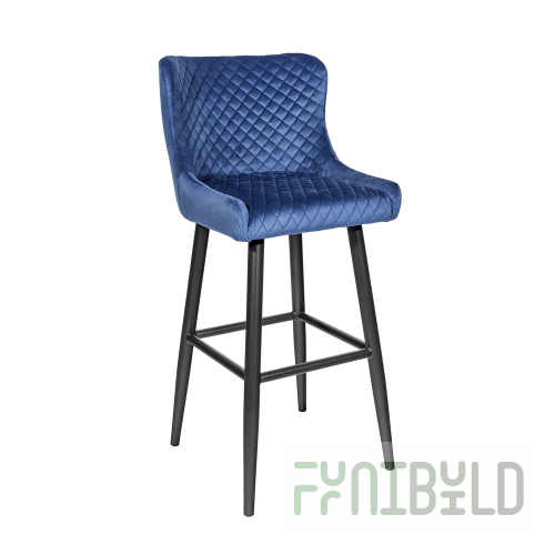 Stitch Bar Stool, Royal Blue Velvet