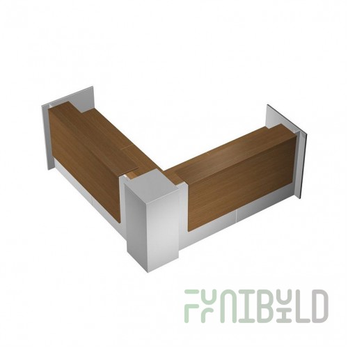 Reception desk Profiquadro corner with 2 cutouts