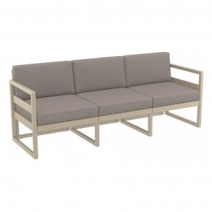 Plastic sofa with cushions Mykonos XL, beige/light brown