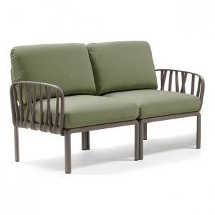 Plastic sofa with cushions Komodo 2, frame color tortora, upholstery jungle